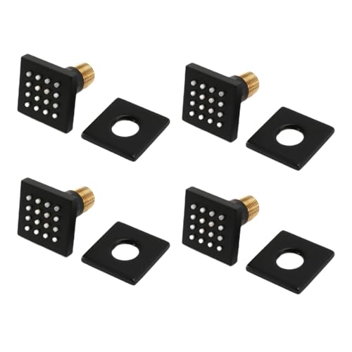 Xnuiasqe 4 alcachofas de ducha cuadradas de latón para masajes corporales, color negro mate cepillado