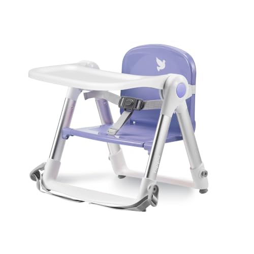 Image of Apramo 3-in-1 Toddler Booster Seat for Kitchen Chair & Dining Table with Removable Tray and Safety Straps, Portable& Foldable Babies Chair for Table, Feeding, Floor & Travel, Purple