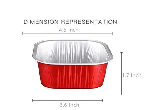Keisen Square 4 2/5" 10Oz 300Ml 24/Pk Disposable Aluminum Foil Cups For Muffin Cupcake Baking Bake Utility Ramekin Cup (Red) #TOP4