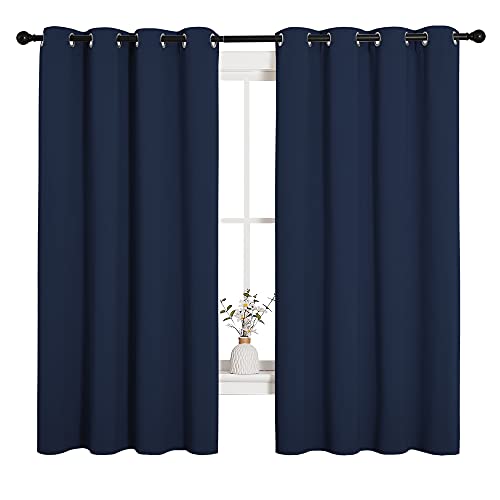 Image of NICETOWN Blackout Draperies Curtains, All Season Thermal Insulated Solid Grommet Top Blackout Curtains /Drapes for Kid's Room (Navy, 1 Pair, 55 x 68 inches)