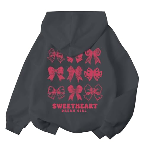 Lubpow Girl's Cute Pink Bow Hoodie Aesthetic Preppy Sweatshirts Kids