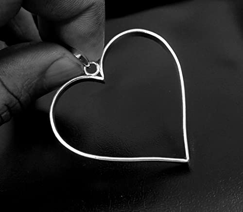 Miniatura 7 de Genuine 925 Sterling Silver Open Bezel Blank Heart Shape Frame Heart Shape Hollow Pendants Setting Charm Silver Diy For Resin Jewelry Making