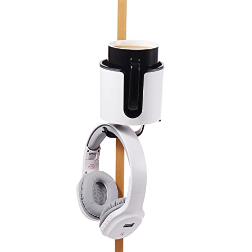 Luxury 2-In-1 Clamp-On Cup Holder/Bottle Holder For Microphone Stand Tube (White) #TOP4