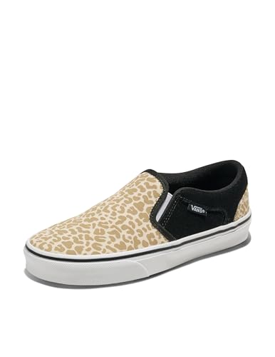 Vans Kids Asher Slip-On Shoe - Girls Sneakers for Everyday Wear Walking School & Fashion Leopard Black