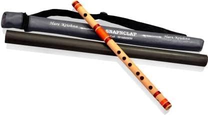 SNAPNCLAP Bamboo Flute, C-Natural 7 Hole Bansuri, 20 Inch (50 cm), Handcrafted Indian Musical Flute with Carry Bag for Beginners & Professionals
