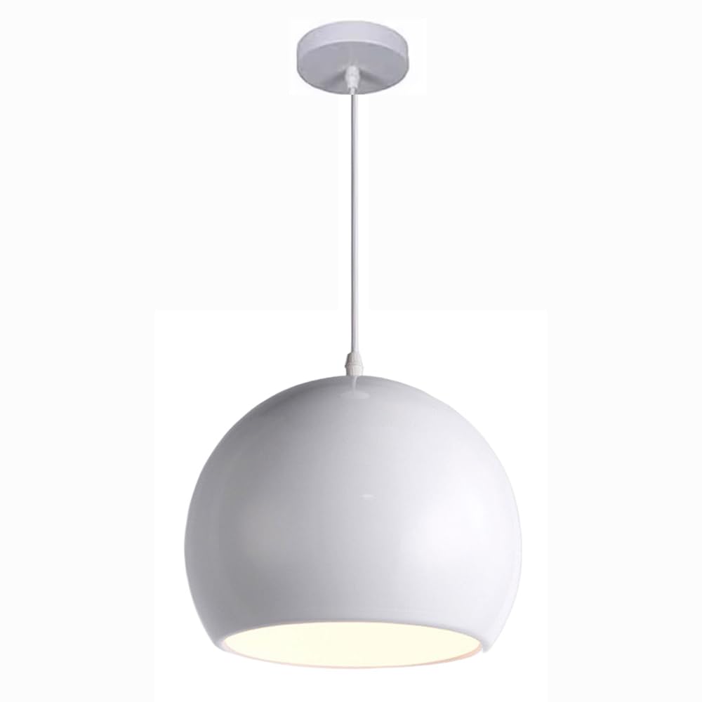Granestner Adjustable E26/E27 Pendant Light - Nordic Design Spherical Hanging Lamp for Kitchen, Living Room, and Dining Areas(White,9.8in)