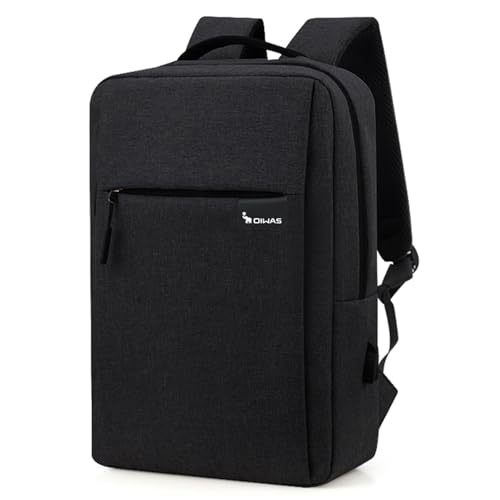 OIWAS 14 Inch Laptop Backpack Lightweight Computer Backpack for Men with USB Charging Port Clean Design Mens Laptop Backpack for Travel, Business, Casual, Black