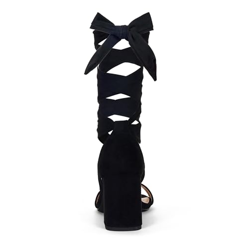 GENSHUO Women's Chunky High Heels Lace Up Strappy Block Sandals Open Toe Sexy Dress Heel Comfortable Prom Wedding Homecoming Party Graduation Shoes4