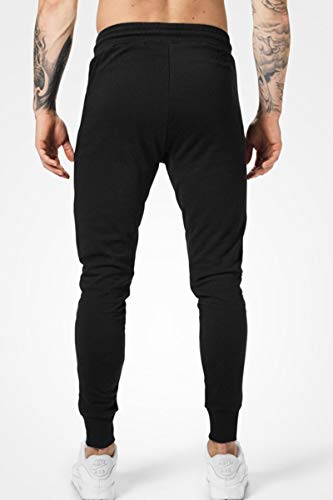 REPPUNK Calça de moletom masculina de corrida casual esportiva com bolso e cordão, Vermelho, Large