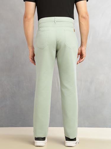 Image of Thomas Scott Men's Smart Straight Fit Chinos Trouser | Mid-Rise | Solid | 5-Pocket Design | Woven Fabric