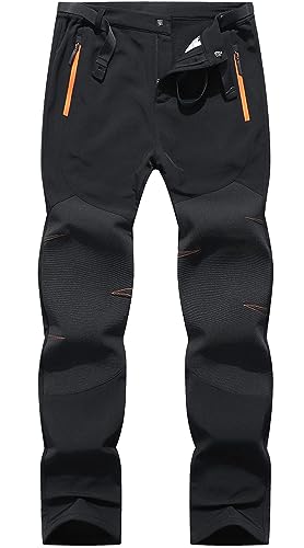 BenBoy Herren Wanderhose Wasserdicht Skihose Softshellhose Winddicht Outdoorhose Winter Warm Gefüttert Trekkinghose Snowboardhose KZ3028M-Black-L