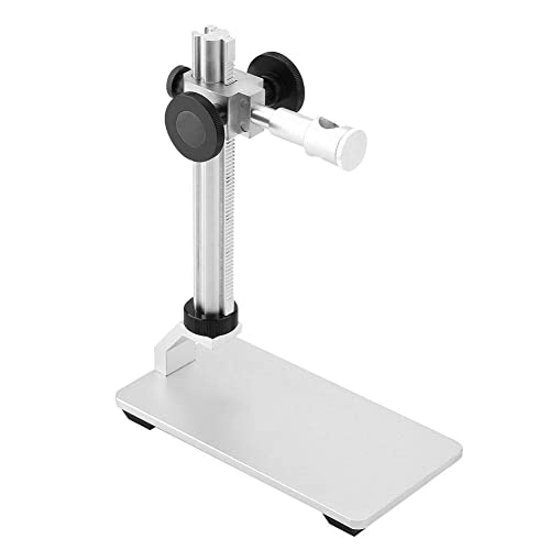 Image of Oumefar Aluminium Alloy Adjustable Base Stand, 12mm USB Microscope Stand for Magnifier Camera, 360 Rotation, Silver