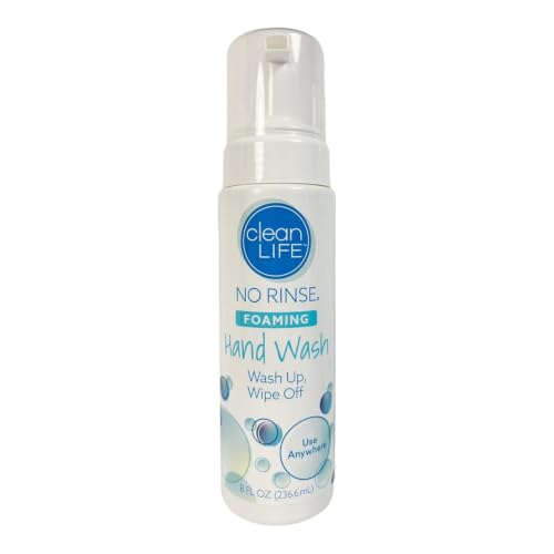 No-Rinse Foaming Hand Wash 8 fl oz: Waterless Rinse Free Foam Cleanser Leaves Hands Clean and Moisturized - Cleansing Foam Providing Easy Wipe Off for Elderly Adults Camping