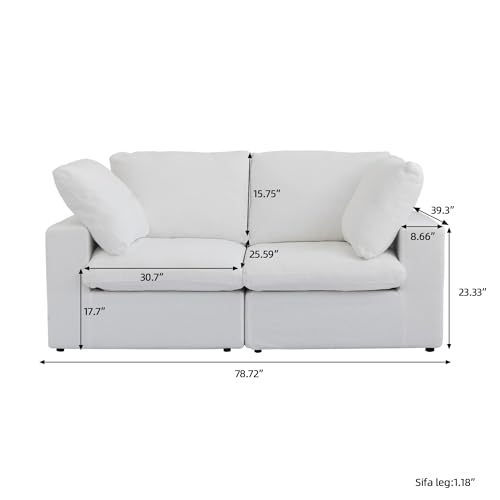 Image of JACH Modular Cloud Sectional Sofa, Love Seat Cloud Couch, Modern Comfy Sofas for Apartment Small Space, Covers Removable, Minimalist White Couch for Living Room