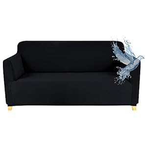 Housse Canape 2 Place, Housse Canape Impermeable Extensible, Protege Canapes avec Accoudoirs – Noir