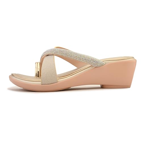 Image of Centrino Women's Wedge Heel Sandals | Stylish Slip-On Sandals for Ladies | Soft Cushioned Footbed for Comfort | Elegant & Trendy Design | Lightweight and Durable Fashion Footwear (9410)