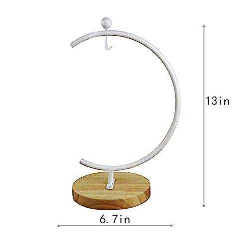 Archi G-Shaped Ornament Display Stand Iron Pothook Stand For Hanging Glass Terrarium/Picture With Wood Base(G Shape-White) #TOP1
