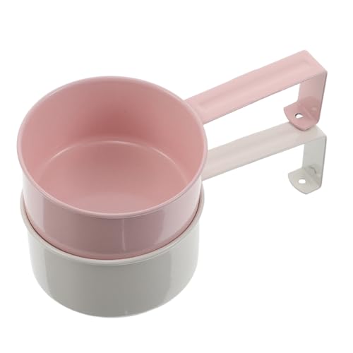 Abaodam 2 Stück Waschmittel Dosierhilfe und Dosierlöffel Waschpulver Messlöffel Metall mit Haken für Waschmittel Aufbewahrung Dosierer für Wäsche und Tierfutter Rosa & Weiß