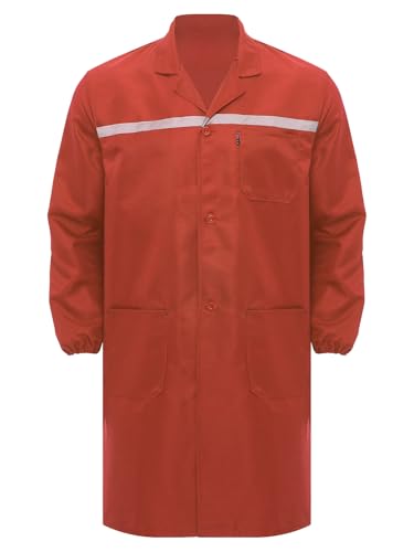 Consejos para Comprar Franjas Naranjas para comprar hoy. 48 Riismen Adultos Uniforme De Taller Camisa De Botones De Manga Larga Bata De Laboratorio Franjas Reflectantes Chaquetas De Trabajo Naranja 3X-Grande