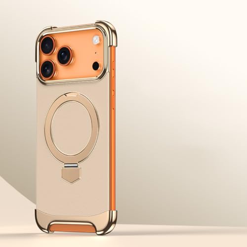 Support métallique pour iPhone 17 et 16 Pro Max en coloris Or Titane anti-chute