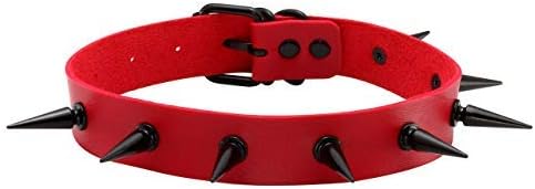 Manfnee Punk Gothic Choker Collar Necklace PU Leather Spike Studded Choker for Men Women
