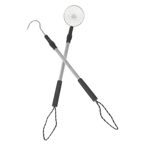 Beaupretty Beach Sand Sifter with Telescopic Aluminum Rod and Detachable Hook Shell Scoop and Filter Tool for Easy Shell Collecting and Sand Sifting at Beach