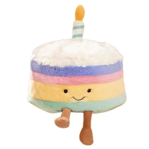 TONGMAN 25CM Birthday Cake Plush Toy Cute Cake Pillow Funny Soft Food Plushies Toy Cake Plush Stuffed Animals Gifts for Kids Birthday (Style A)