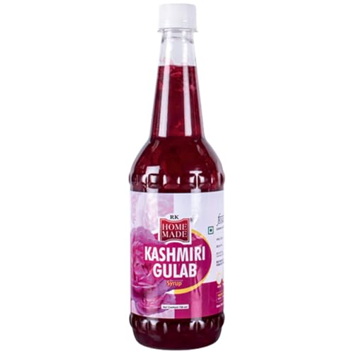 Image of RK HOME MADE NATURAL SYRUP | Real Kashmiri Gulab Syrup Crush Syrup | Gluten free | 100 % Vegan & Low fat | Easy to use | A perfect drink for house parties, picnics, & road trips to everyone's delight 750 - ML