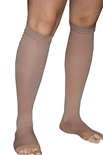 Chaussettes élastiques anti-thrombose à compression graduée KKL1 pointe ouverte
