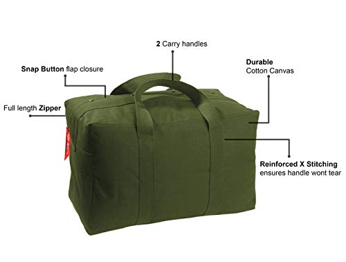 Tactical Parachute Cargo Bag LARGE Cotton Canvas Carry Bag, 24" x 15" x 13" - Olive Drab3
