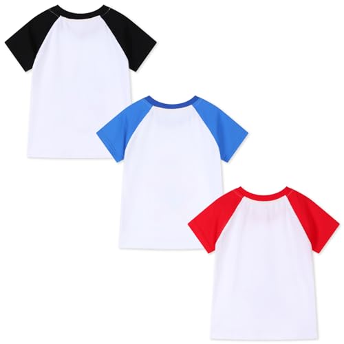 Image of HILEELANG Toddler Boy Short Sleeve Tee Shirts Summer Cotton Casual Graphic Crewneck Tshirt Packs