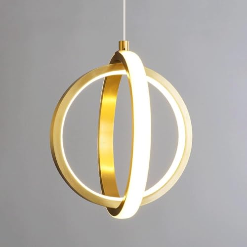Image of Modern LED Ring Pendant Hanging Light with 3 Color Changing (White /Warm /Natural White) - Adjustable Hanging Ceiling Light for Bedroom, Living Room & Dining Etc