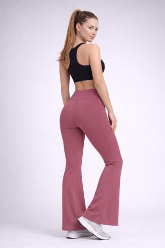 Image of Women's High Waist Bootcut Yoga Pants with Side Pockets | Flared Gym Leggings for Women | Stretchable Workout Bell Bottom Tights for Yoga, Gym, Running & Casual Wear Pack of 2