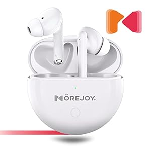 Morejoy Koptelefoon Bluetooth in Ear, draadloze hoofdtelefoon met 4 microfoons, Touch Control, sport waterdicht, hifi stereo Bluetooth hoofdtelefoon, type C opladen, wit