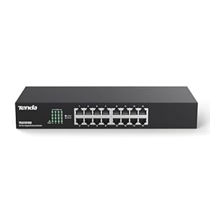 Tenda TEG1016D, Unmanaged 16 Port Gigabit Switch, Rackmount Ethernet Switch, Plug & Play, Fanless & Metal Design Network Switch, Limited Lifetime Protection