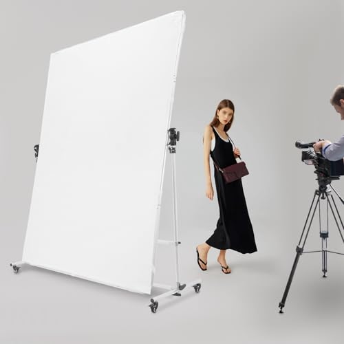 Image of 4.9FT x 6.6FT Photography Light Diffuser with Wheels, 270-360 Degree Rotatable Frame and 4.9-9.8 Feet Height Adjustable Support Stand, Polyester White Scrim Diffuser for Photo Video Shooting