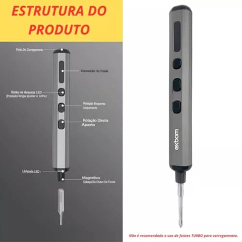 Mini Parafusadeira Elétrica Recarregável, Caneta Compacta de Precisão, Kit de Ferramentas Chave de E