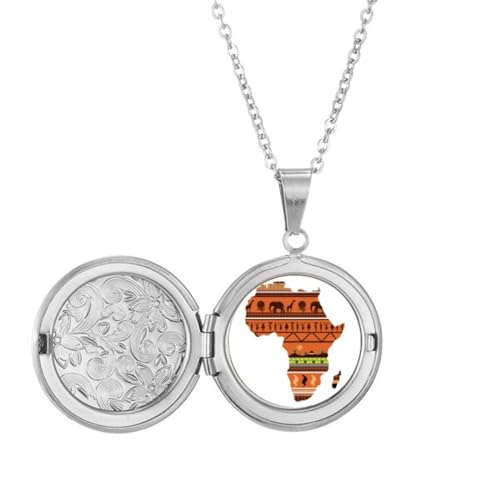 Collier carte Afrique en médaillon argenté pour femme et homme