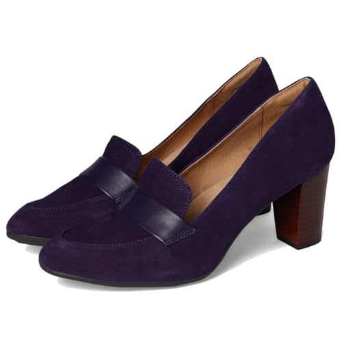 Image of SHODENSE Women Chunky Kitten Heel Pumps Shoes Round Closed Toe Slip On Suede Penny Loafers Matte Block Mid Heels Dress Loafer Almond Toe Comfort Oxford Shoes Office Work Classic Elegant 4-11 M US