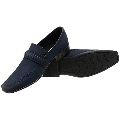 Sapato Social Nobuck Masculino Sola Antiderrapante Conforto Azul Marinho 39