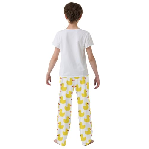 Pfrewn Pajama Pants Adorable Yellow Duck Casual Lounge PJ Bottoms with Pockets, L3