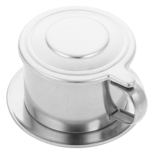 HOMSFOU Cafetera de Goteo Vietnamita Filtro de Acero Inoxidable, Cafetera Portátil para Oficina y Hogar Tapa y Asa, Capacidad Menor a 200 Ml