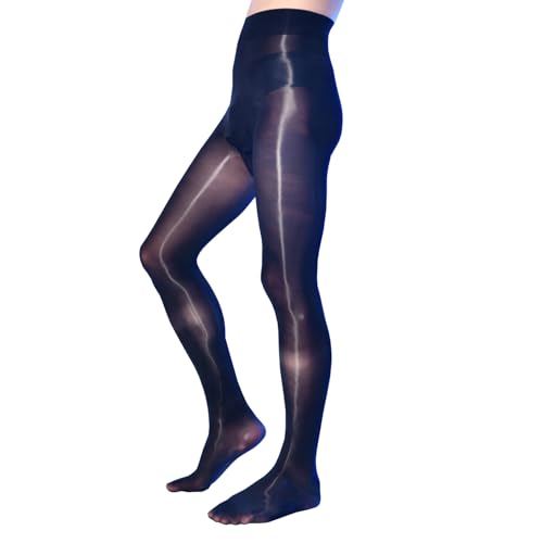 LESOYA Men's Plus Size 8D Oil Shiny Pantyhose High Elastic Nylon See Through Sheer Stockings Underwear with Sheath
