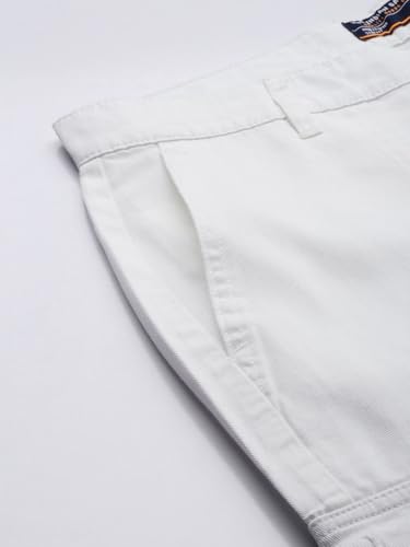 Image of The Indian Garage Co Men Slim Fit Solid Mid-Rise Cargos