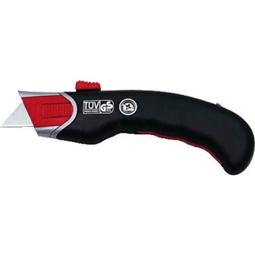 WEDO Safety Cutter Premium Sicherheitsmesser mit automatischem Klingenrückzug Metallgriff & Gummieinsatz inkl. 5 Wechselklingen ergonomisch für Rechts- & Linkshänder