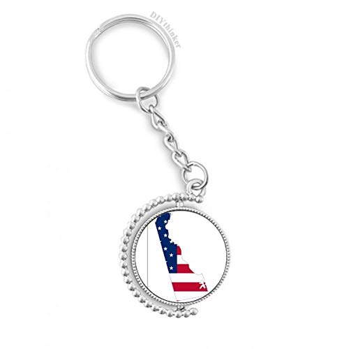 Porte-clés rotatif Delaware US drapeau multicolore anneau 1,2x3,5