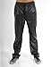 SCREENSHOT-P61307 Mens PU Urban Premium Track Pants - Vegan Leather Athletic Active Streetwear Side Trimmed Fashion Bottoms-Black-Small