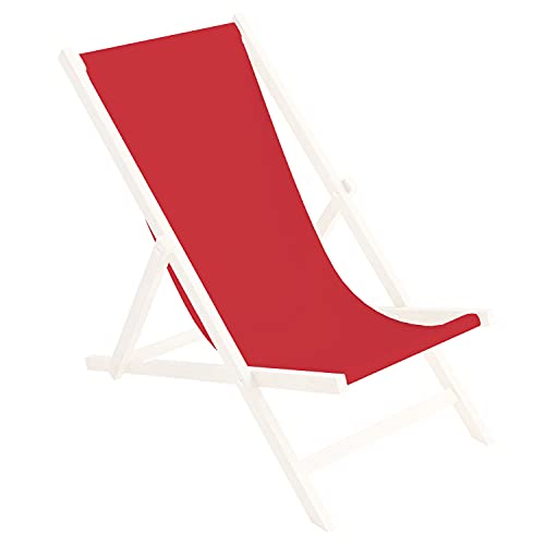 Ferocity Toile de Rechange 131x44 cm, Tissu De Remplacement De Fauteuil de Plage, Chaise Longue Pliante en Bois Motif Rouge [119]