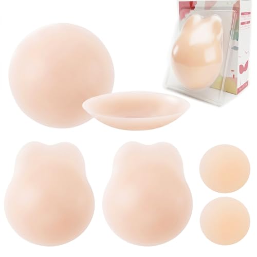 PUPA PAWS Nooshnips Nipple Covers for Women Pasties with Lift Reusable Silicone Sticky Nipple Covers Adhesive Breast Covers for Strapless Backless Sheer White T Swimwear (M)
