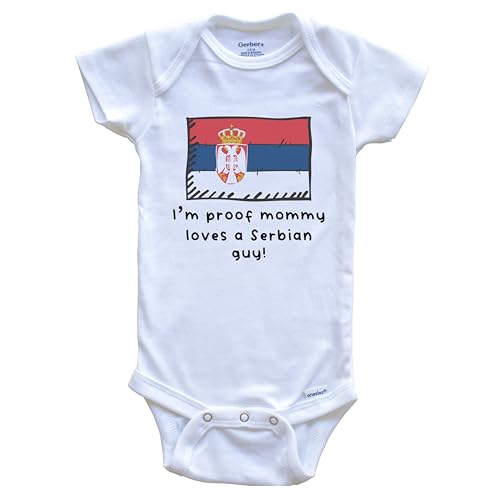 Image of I'm Proof Mommy Loves A Serbian Guy Serbia Flag One Piece Baby Bodysuit